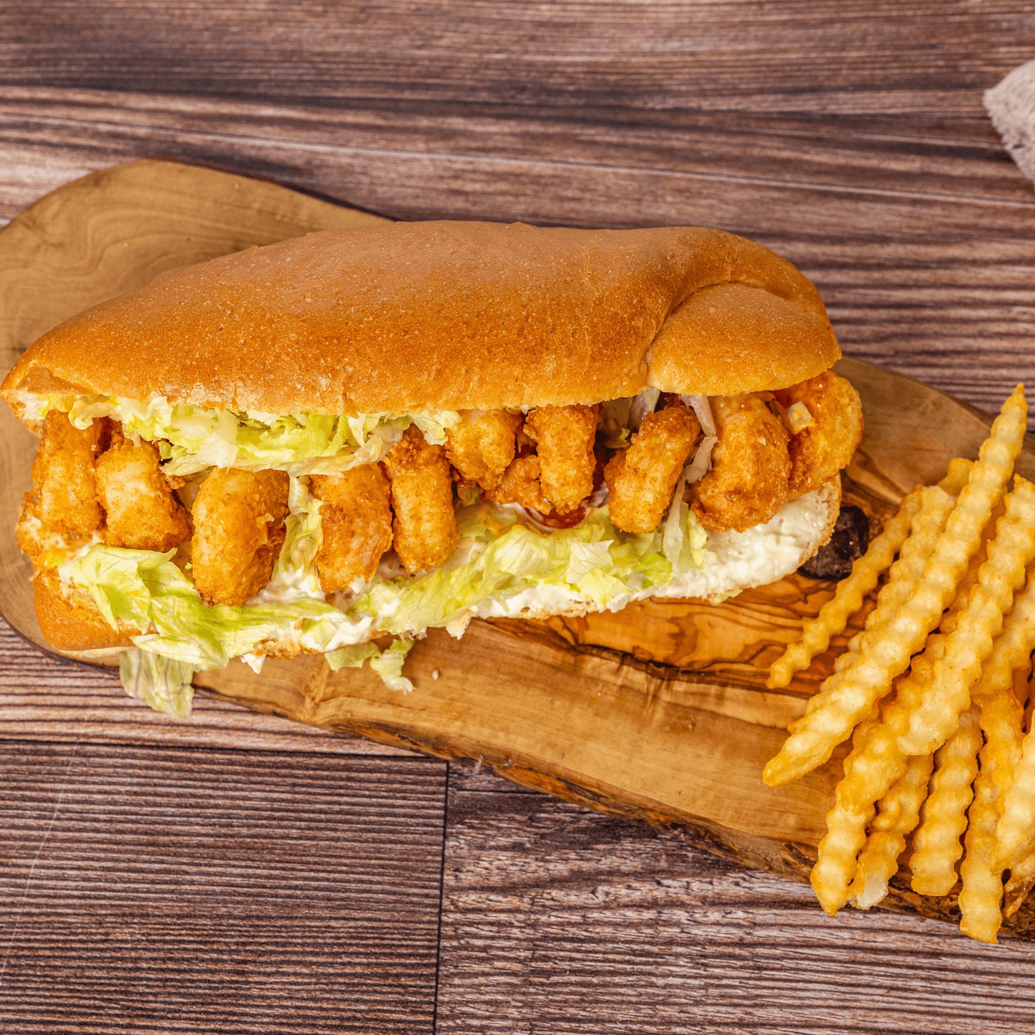 Shrimp Po Boy Sandwich.
